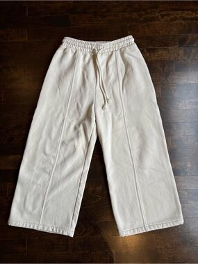 Zara Cream Wide-Leg Sweatpants